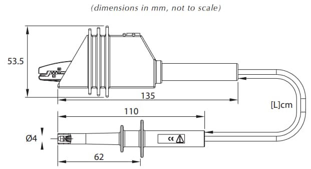 Mechanical Drawing - Cal Test Electronics CT3018 5kV Banana Plug Test Leads